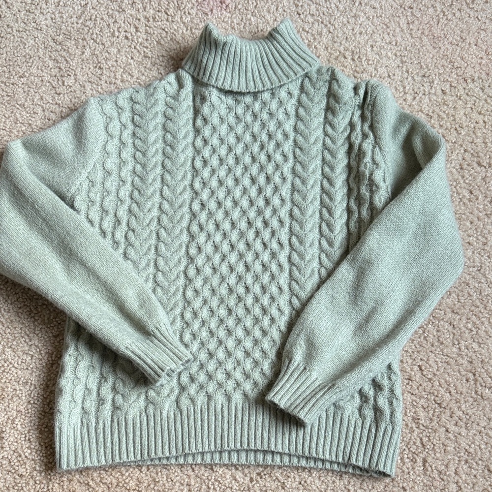 SHEIN Kids Cable Knit Sweater - Soft Green